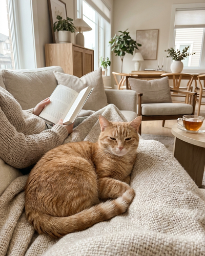 Cat feeling safe and less stressed